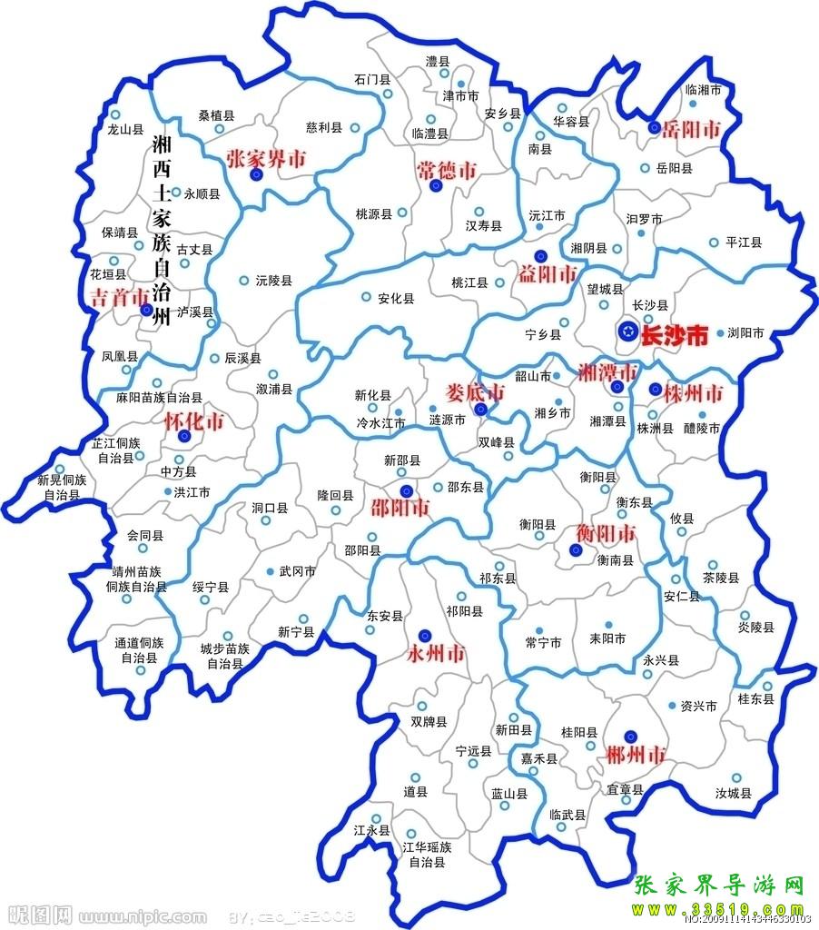 湖南省旅游景点地图