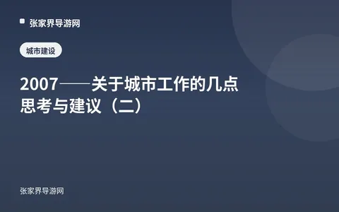 2007——关于城市工作的几点思考与建议（二）