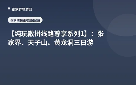 [Pure Play Group Tour Distinguished Series 1]: Zhangjiajie, Tianzi Mountain, Yellow Dragon Cave Three-Day Tour